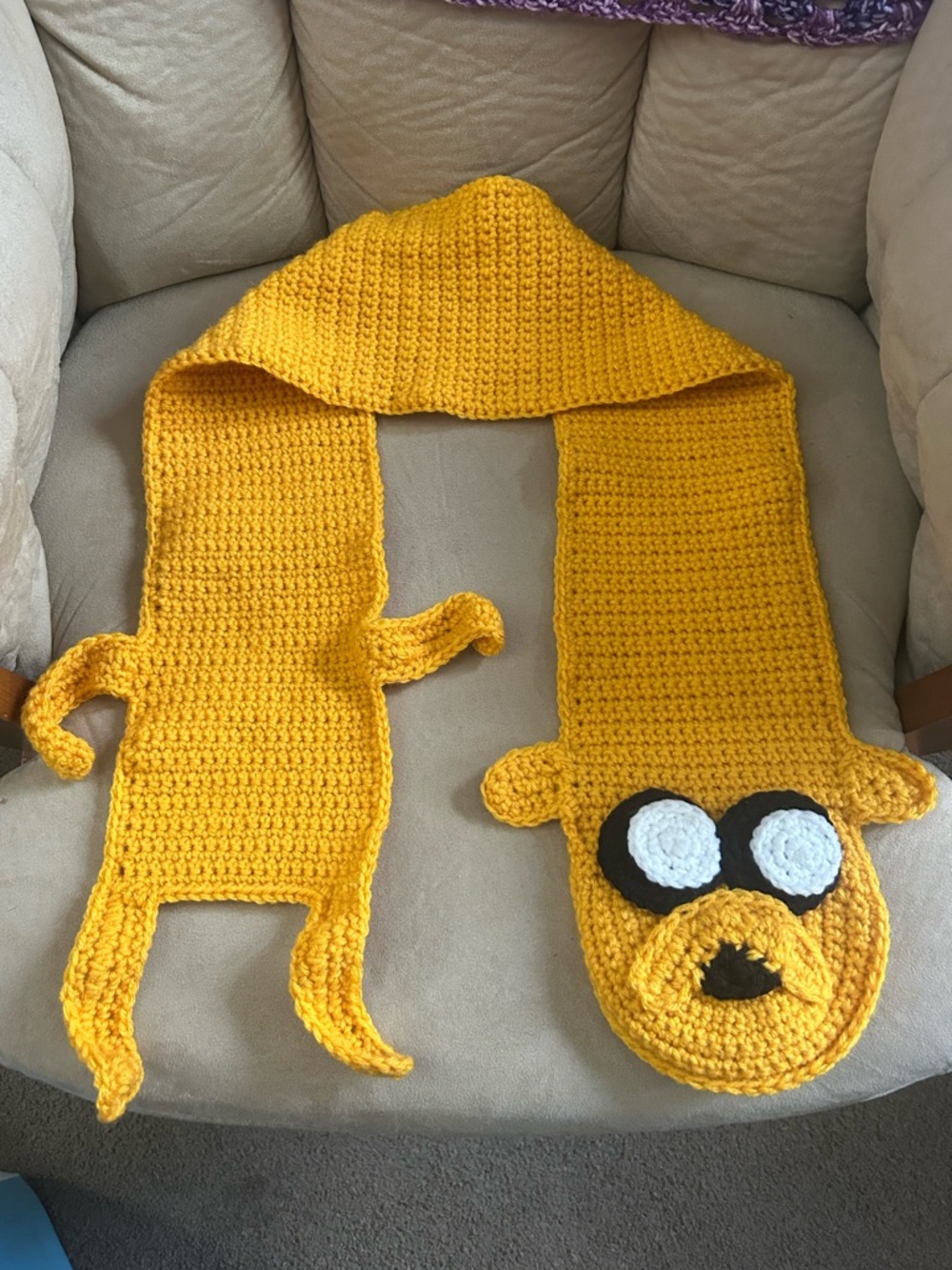 Handmade Jake from Adventure Time Crochet Scarf